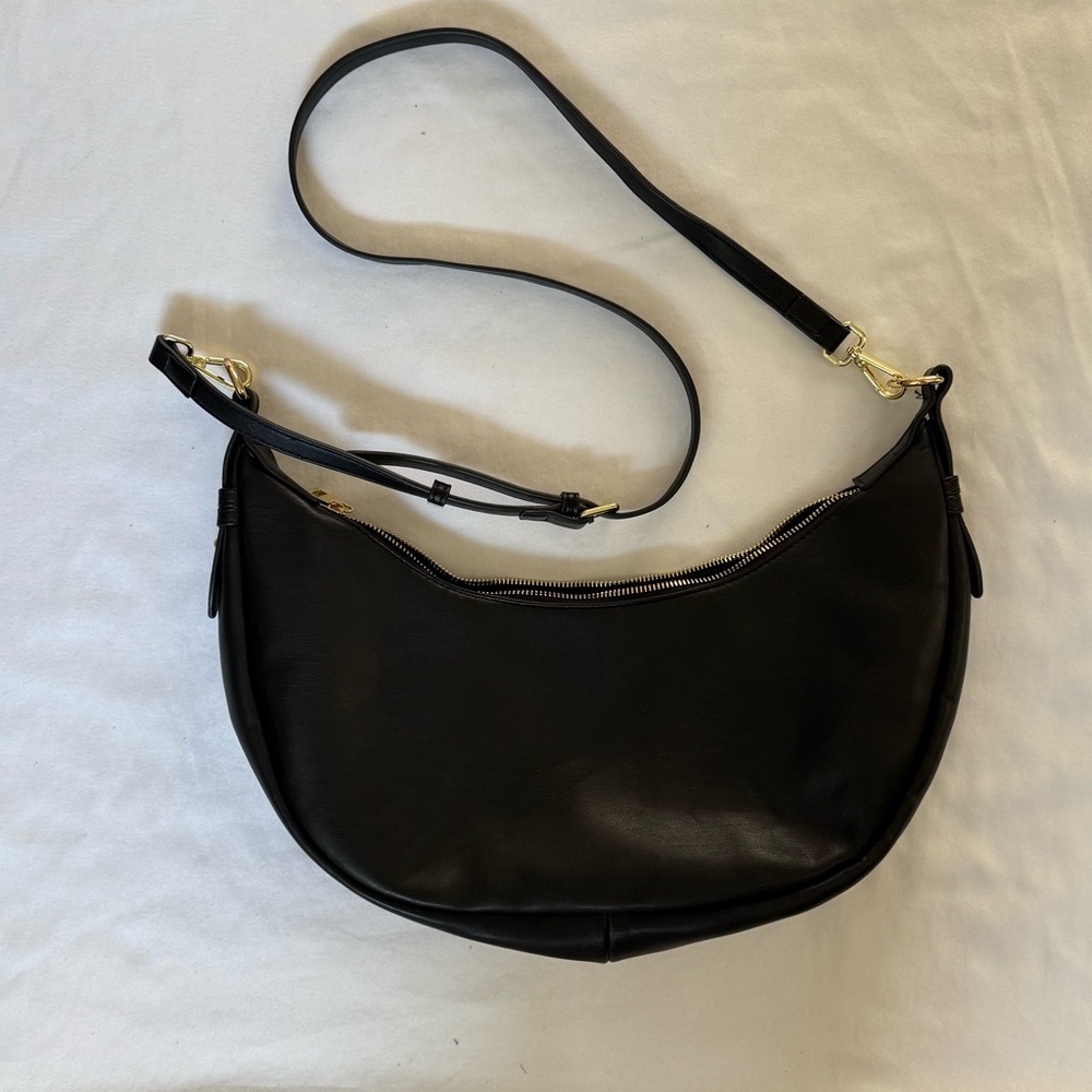 Jules Kae Zola Crescent Moon Bag – Black Vegan Leather